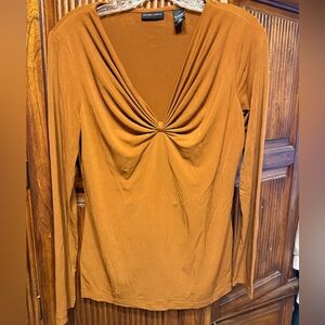 New York & Company Rust Long Sleeve Top